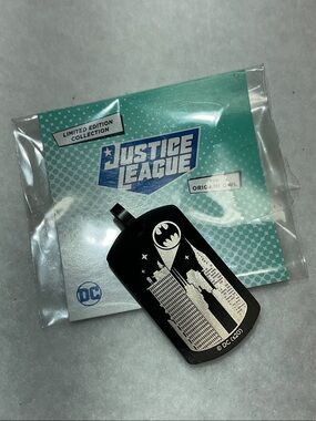 Origami Owl Black & Silver Batman Justice League Dog Tag